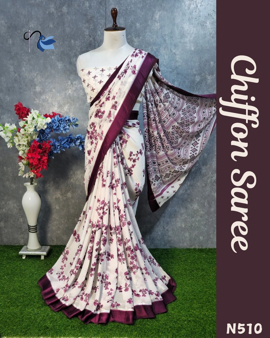 Ethereal Chiffon Saree with Exquisite Pattern Detailing